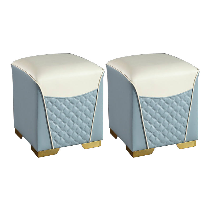 Orange Leather Standard Water Resistant Square Indoor Standard Light Blue Square 2 Piece Set Clearhalo 'furn' 'furn_ottomans_poufs' 'Furniture' 'Living Room Furniture' 'Ottomans & Poufs' 'ottomans_poufs' 5925263
