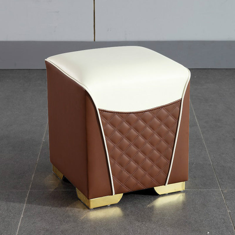 Orange Leather Standard Water Resistant Square Indoor Standard Coffee Square 1 Piece Clearhalo 'furn' 'furn_ottomans_poufs' 'Furniture' 'Living Room Furniture' 'Ottomans & Poufs' 'ottomans_poufs' 5925265