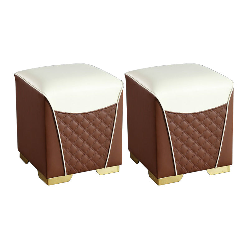 Orange Leather Standard Water Resistant Square Indoor Standard Coffee Square 2 Piece Set Clearhalo 'furn' 'furn_ottomans_poufs' 'Furniture' 'Living Room Furniture' 'Ottomans & Poufs' 'ottomans_poufs' 5925266