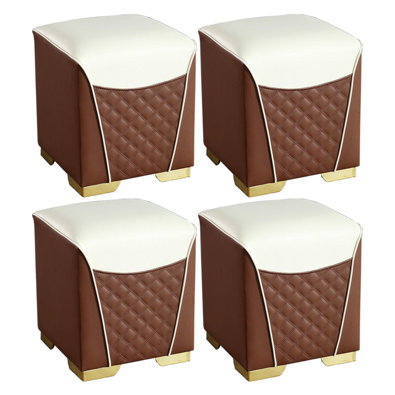 Orange Leather Standard Water Resistant Square Indoor Standard Coffee Square 4 Piece Set Clearhalo 'furn' 'furn_ottomans_poufs' 'Furniture' 'Living Room Furniture' 'Ottomans & Poufs' 'ottomans_poufs' 5925267