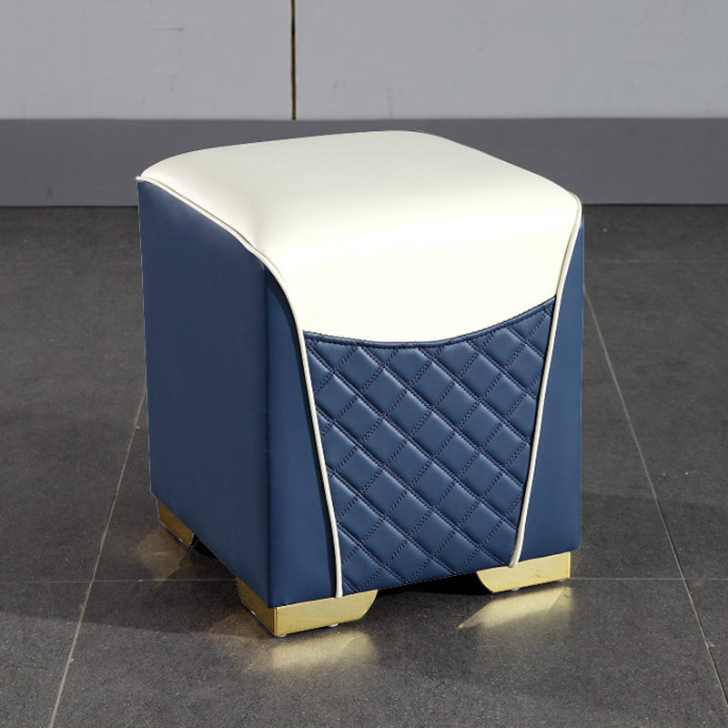 Orange Leather Standard Water Resistant Square Indoor Standard Dark Blue Square 1 Piece Clearhalo 'furn' 'furn_ottomans_poufs' 'Furniture' 'Living Room Furniture' 'Ottomans & Poufs' 'ottomans_poufs' 5925268