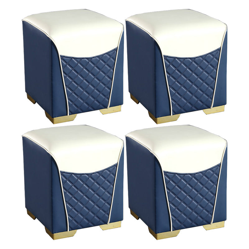 Orange Leather Standard Water Resistant Square Indoor Standard Dark Blue Square 4 Piece Set Clearhalo 'furn' 'furn_ottomans_poufs' 'Furniture' 'Living Room Furniture' 'Ottomans & Poufs' 'ottomans_poufs' 5925270