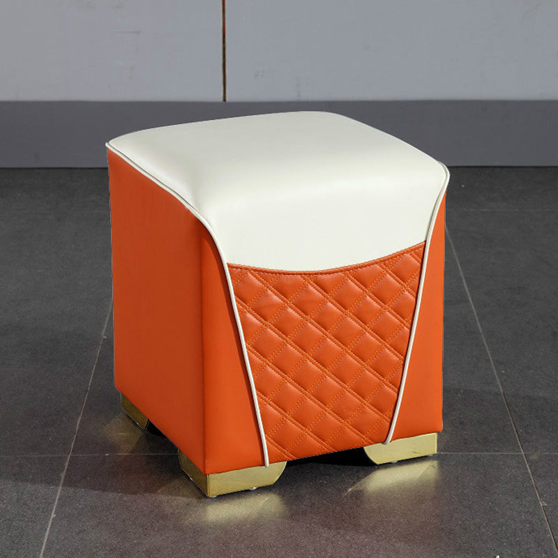 Orange Leather Standard Water Resistant Square Indoor Standard Orange Square 1 Piece Clearhalo 'furn' 'furn_ottomans_poufs' 'Furniture' 'Living Room Furniture' 'Ottomans & Poufs' 'ottomans_poufs' 5925271
