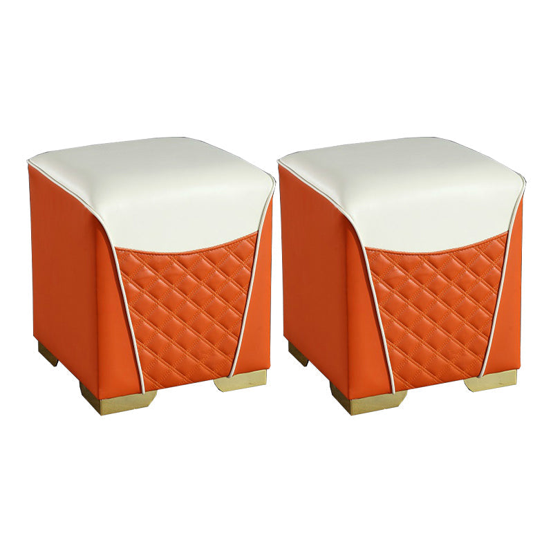 Orange Leather Standard Water Resistant Square Indoor Standard Orange Square 2 Piece Set Clearhalo 'furn' 'furn_ottomans_poufs' 'Furniture' 'Living Room Furniture' 'Ottomans & Poufs' 'ottomans_poufs' 5925272