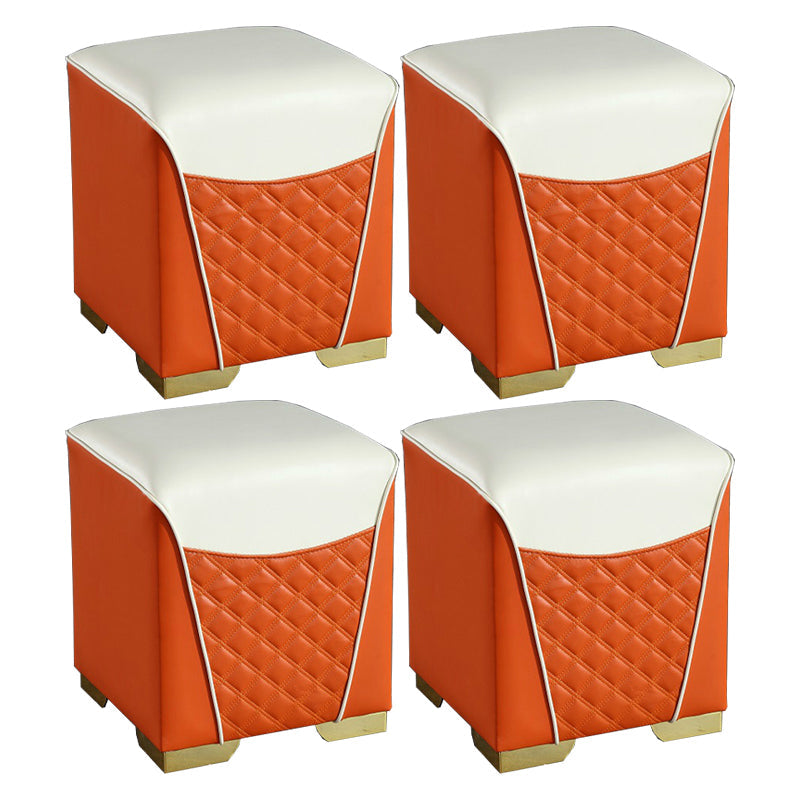 Orange Leather Standard Water Resistant Square Indoor Standard Orange Square 4 Piece Set Clearhalo 'furn' 'furn_ottomans_poufs' 'Furniture' 'Living Room Furniture' 'Ottomans & Poufs' 'ottomans_poufs' 5925273