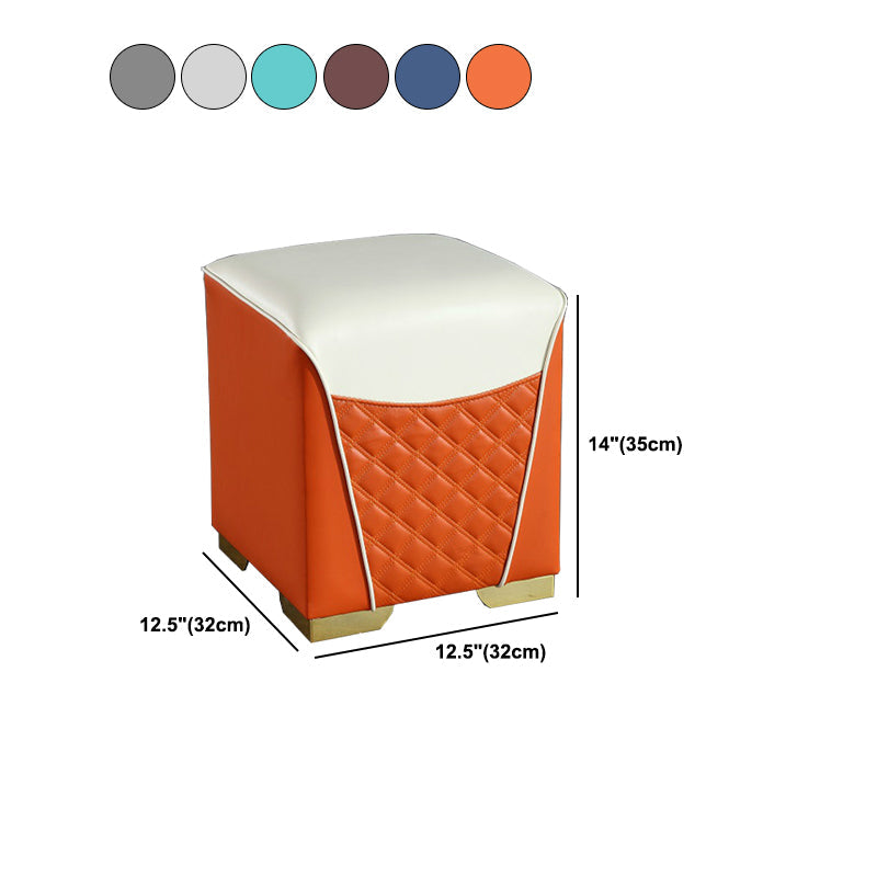 Orange Leather Standard Water Resistant Square Indoor Standard Clearhalo 'furn' 'furn_ottomans_poufs' 'Furniture' 'Living Room Furniture' 'Ottomans & Poufs' 'ottomans_poufs' 5925275