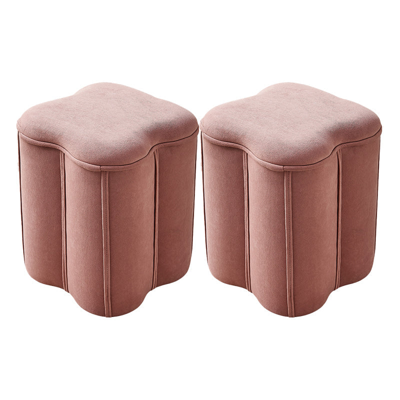 Contemporary Ottoman Solid Color Cotton Blend Standard Indoor Tear Resistant Ottoman 13"L x 12"W x 14.5"H Plum Bossom 2 Piece Set Clearhalo 'furn' 'furn_ottomans_poufs' 'Furniture' 'Living Room Furniture' 'Ottomans & Poufs' 'ottomans_poufs' 5925293