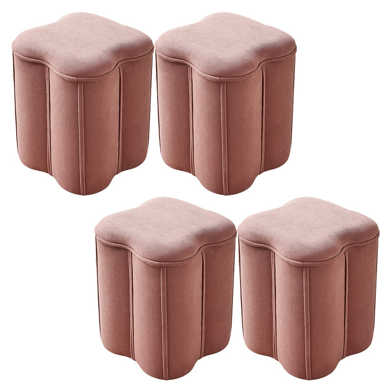 Contemporary Ottoman Solid Color Cotton Blend Standard Indoor Tear Resistant Ottoman 13"L x 12"W x 14.5"H Plum Bossom 4 Piece Set Clearhalo 'furn' 'furn_ottomans_poufs' 'Furniture' 'Living Room Furniture' 'Ottomans & Poufs' 'ottomans_poufs' 5925296
