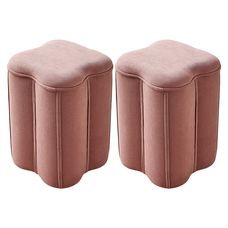 Contemporary Ottoman Solid Color Cotton Blend Standard Indoor Tear Resistant Ottoman 13"L x 12"W x 18"H Plum Bossom 2 Piece Set Clearhalo 'furn' 'furn_ottomans_poufs' 'Furniture' 'Living Room Furniture' 'Ottomans & Poufs' 'ottomans_poufs' 5925310