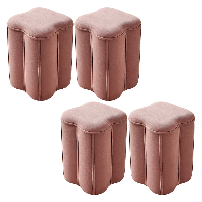 Contemporary Ottoman Solid Color Cotton Blend Standard Indoor Tear Resistant Ottoman 13"L x 12"W x 18"H Plum Bossom 4 Piece Set Clearhalo 'furn' 'furn_ottomans_poufs' 'Furniture' 'Living Room Furniture' 'Ottomans & Poufs' 'ottomans_poufs' 5925311