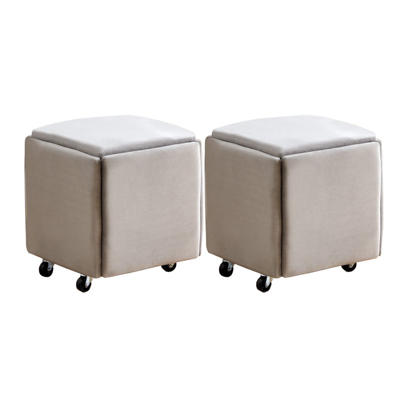 Modern Plain Boucle Ottoman Velvet Square with Storage Target Pouf 15"L x 15"W x 15"H Grey 2 Piece Set Clearhalo 'furn' 'furn_ottomans_poufs' 'Furniture' 'Living Room Furniture' 'Ottomans & Poufs' 'ottomans_poufs' 5925321