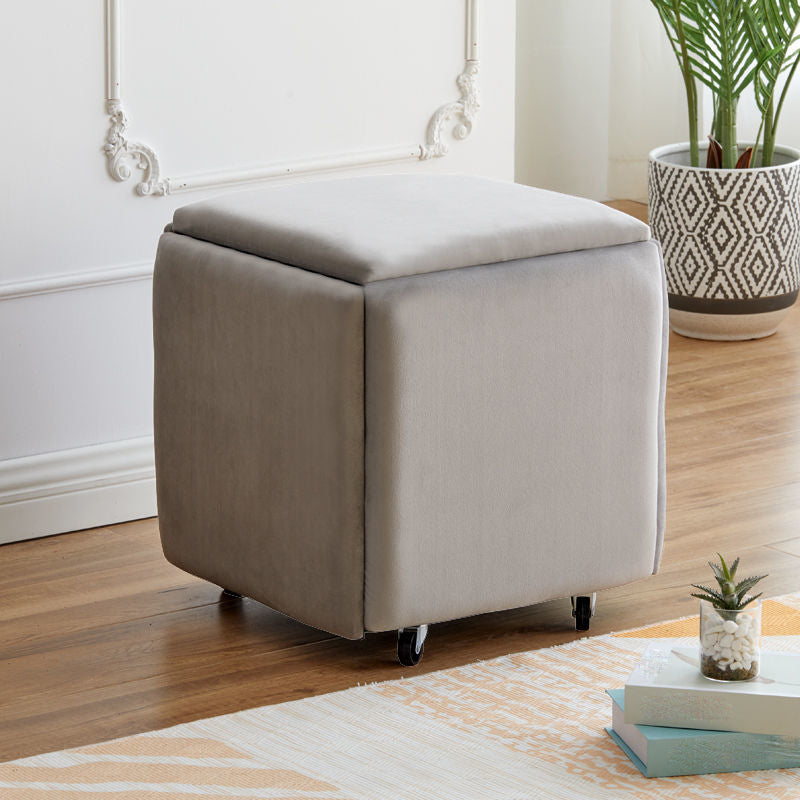 Modern Plain Boucle Ottoman Velvet Square with Storage Target Pouf 19"L x 19"W x 19"H Grey 1 Piece Clearhalo 'furn' 'furn_ottomans_poufs' 'Furniture' 'Living Room Furniture' 'Ottomans & Poufs' 'ottomans_poufs' 5925337