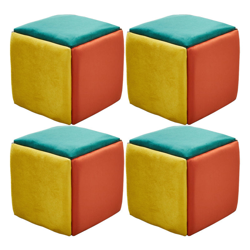 Modern Plain Boucle Ottoman Velvet Square with Storage Target Pouf Multi-Color 4 Piece Set Clearhalo 'furn' 'furn_ottomans_poufs' 'Furniture' 'Living Room Furniture' 'Ottomans & Poufs' 'ottomans_poufs' 5925342