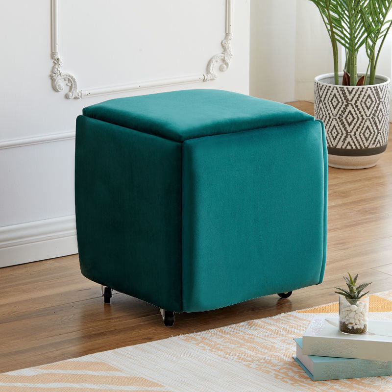Modern Plain Boucle Ottoman Velvet Square with Storage Target Pouf 19"L x 19"W x 19"H Green 1 Piece Clearhalo 'furn' 'furn_ottomans_poufs' 'Furniture' 'Living Room Furniture' 'Ottomans & Poufs' 'ottomans_poufs' 5925343