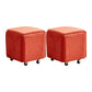 Modern Plain Boucle Ottoman Velvet Square with Storage Target Pouf 15"L x 15"W x 15"H Orange 2 Piece Set Clearhalo 'furn' 'furn_ottomans_poufs' 'Furniture' 'Living Room Furniture' 'Ottomans & Poufs' 'ottomans_poufs' 5925344