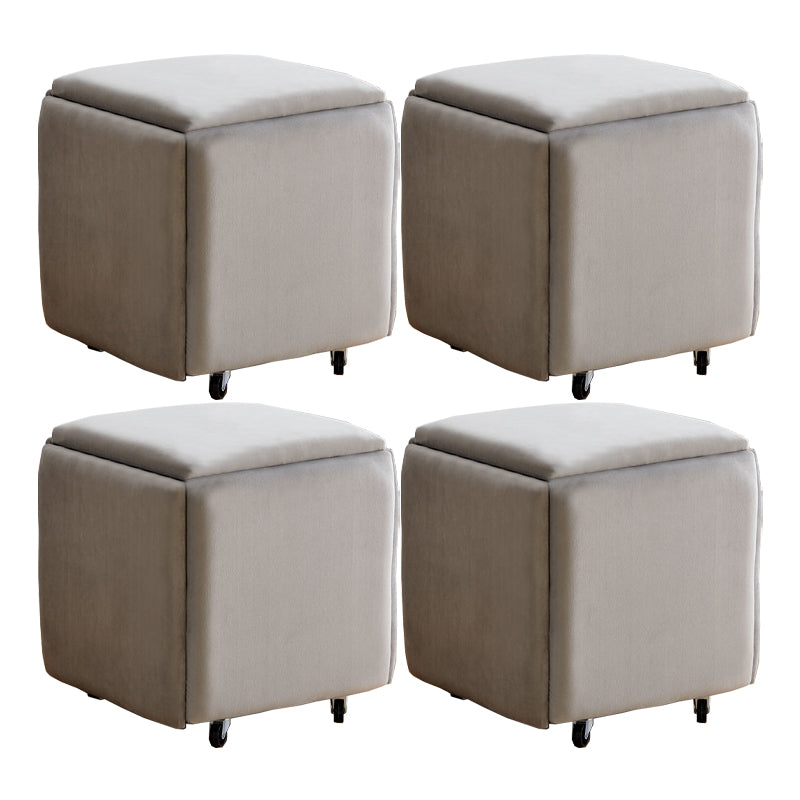 Modern Plain Boucle Ottoman Velvet Square with Storage Target Pouf 19"L x 19"W x 19"H Grey 4 Piece Set Clearhalo 'furn' 'furn_ottomans_poufs' 'Furniture' 'Living Room Furniture' 'Ottomans & Poufs' 'ottomans_poufs' 5925350