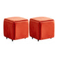 Modern Plain Boucle Ottoman Velvet Square with Storage Target Pouf 19"L x 19"W x 19"H Orange 2 Piece Set Clearhalo 'furn' 'furn_ottomans_poufs' 'Furniture' 'Living Room Furniture' 'Ottomans & Poufs' 'ottomans_poufs' 5925357