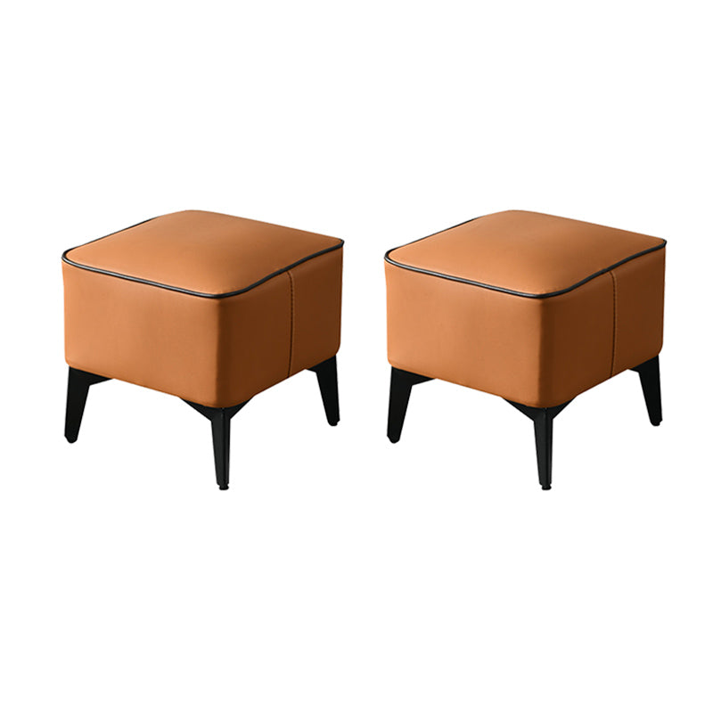 Modern Coffee Standard Water Resistant Square Leather Standard Orange 2 Piece Set Clearhalo 'furn' 'furn_ottomans_poufs' 'Furniture' 'Living Room Furniture' 'Ottomans & Poufs' 'ottomans_poufs' 5925387