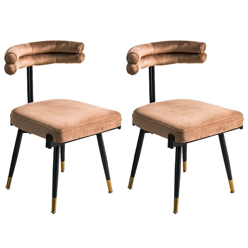 Glam Style Armless Dining Chairs Fabric Home Dining Side Chair