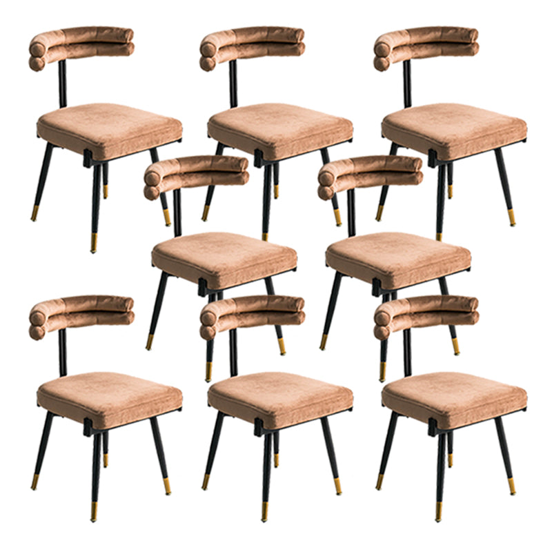 Glam Style Armless Dining Chairs Fabric Home Dining Side Chair