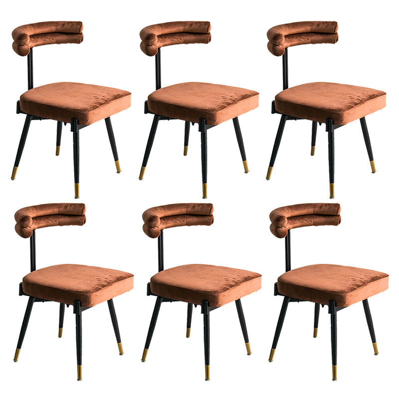 Glam Style Armless Dining Chairs Fabric Home Dining Side Chair