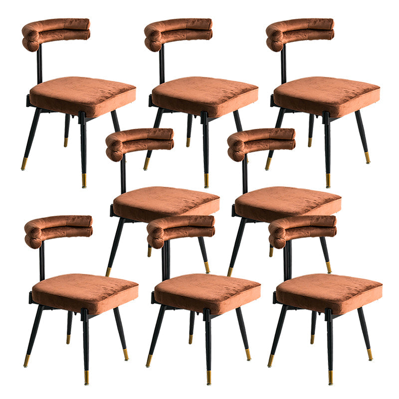 Glam Style Armless Dining Chairs Fabric Home Dining Side Chair