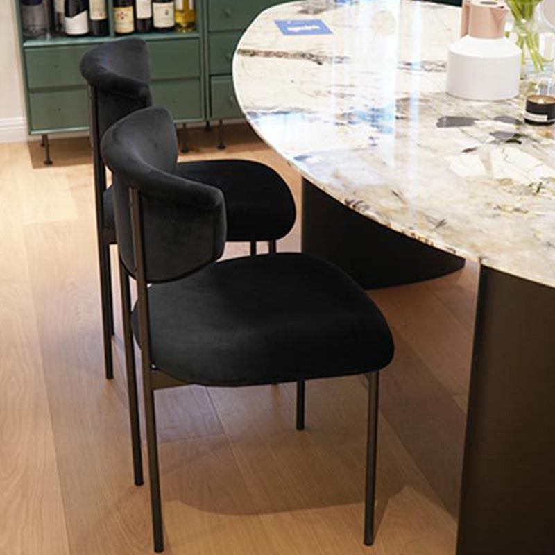 Tela silla de comedor de espalda abierta