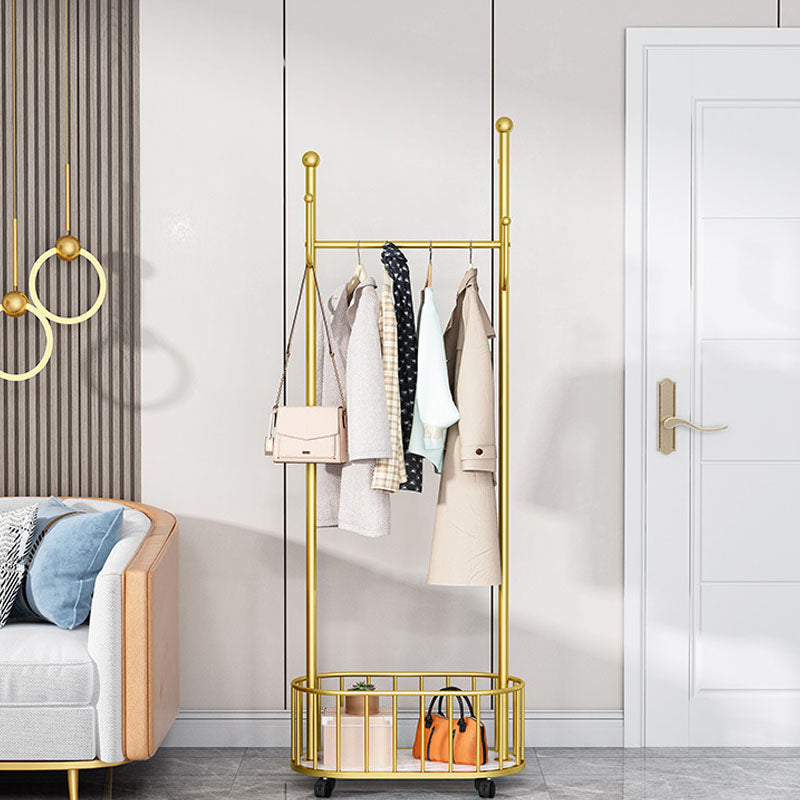 Glam Hall Stand Metal Shelving Hooks Included Free Standing Entry Hall Tree Clearhalo 'Entry & Mudroom Furniture' 'furn' 'furn_hall_tree_coat_racks' 'Furniture' 'Hall Trees & Coat Racks' 'hall_tree_coat_racks' 5926079