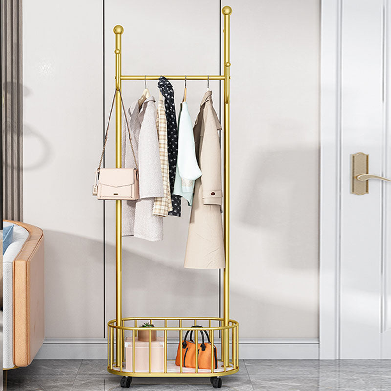 Glam Hall Stand Metal Shelving Hooks Included Free Standing Entry Hall Tree Clearhalo 'Entry & Mudroom Furniture' 'furn' 'furn_hall_tree_coat_racks' 'Furniture' 'Hall Trees & Coat Racks' 'hall_tree_coat_racks' 5926093