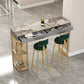 Modern 1/2/3 Pieces Counter Height Set Rectangle Indoor Pub Dining Set with Storage 3 Pieces: Gold Table, 2 Green Stools Clearhalo 'Bar Furniture' 'furn' 'furn_home_bar_bar_sets' 'Furniture' 'Home Bars & Bar Sets' 'home_bar_bar_sets' 'Kitchen & Dining Furniture' 5926658