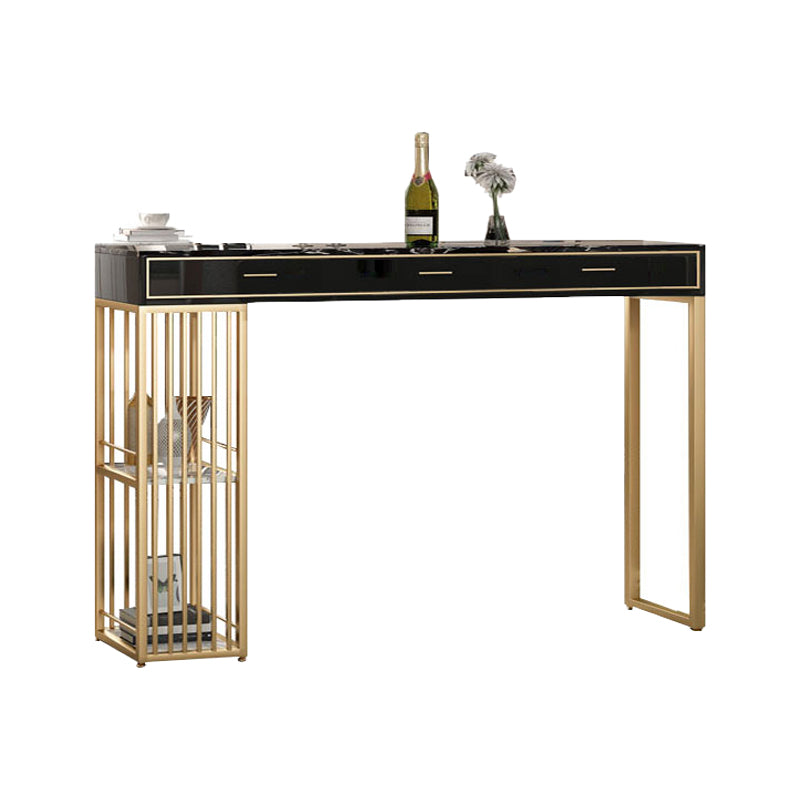 Modern 1/2/3 Pieces Counter Height Set Rectangle Indoor Pub Dining Set with Storage Black 63"L x 16"W Clearhalo 'Bar Furniture' 'furn' 'furn_home_bar_bar_sets' 'Furniture' 'Home Bars & Bar Sets' 'home_bar_bar_sets' 'Kitchen & Dining Furniture' 5926667
