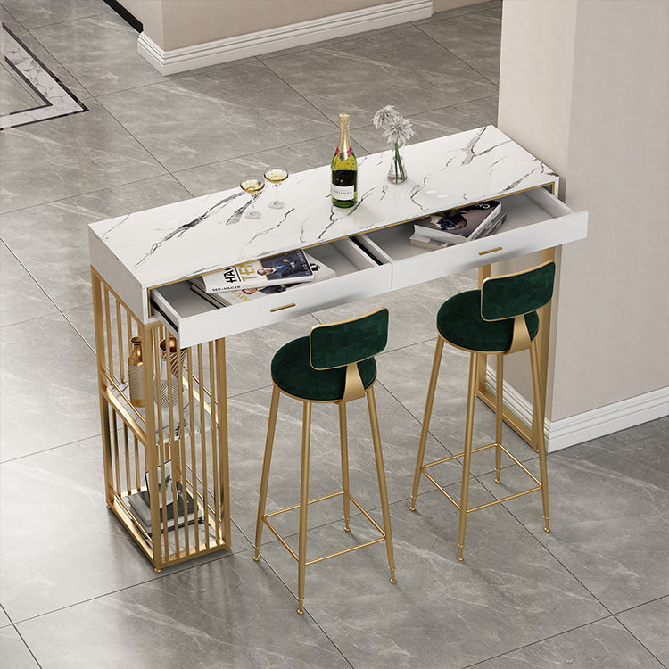 Modern 1/2/3 Pieces Counter Height Set Rectangle Indoor Pub Dining Set with Storage 3 Pieces: White Table, 2 Green Stools Clearhalo 'Bar Furniture' 'furn' 'furn_home_bar_bar_sets' 'Furniture' 'Home Bars & Bar Sets' 'home_bar_bar_sets' 'Kitchen & Dining Furniture' 5926670