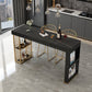 Indoor Modern Counter Height Set Stone Top Storage 1/2/3 Pieces Pub Dining Set 3 Pieces: Black Table, 2 White Stools Clearhalo 'Bar Furniture' 'furn' 'furn_home_bar_bar_sets' 'Furniture' 'Home Bars & Bar Sets' 'home_bar_bar_sets' 'Kitchen & Dining Furniture' 5926713
