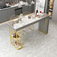 Indoor Modern Counter Height Set Stone Top Storage 1/2/3 Pieces Pub Dining Set 3 Pieces: Gold Table, 2 White Stools Clearhalo 'Bar Furniture' 'furn' 'furn_home_bar_bar_sets' 'Furniture' 'Home Bars & Bar Sets' 'home_bar_bar_sets' 'Kitchen & Dining Furniture' 5926726