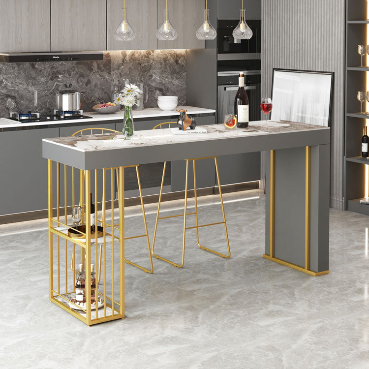 Indoor Modern Counter Height Set Stone Top Storage 1/2/3 Pieces Pub Dining Set Clearhalo 'Bar Furniture' 'furn' 'furn_home_bar_bar_sets' 'Furniture' 'Home Bars & Bar Sets' 'home_bar_bar_sets' 'Kitchen & Dining Furniture' 5926727