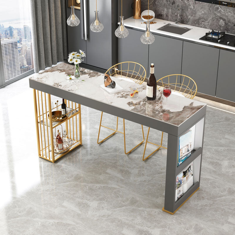 Indoor Modern Counter Height Set Stone Top Storage 1/2/3 Pieces Pub Dining Set Clearhalo 'Bar Furniture' 'furn' 'furn_home_bar_bar_sets' 'Furniture' 'Home Bars & Bar Sets' 'home_bar_bar_sets' 'Kitchen & Dining Furniture' 5926729