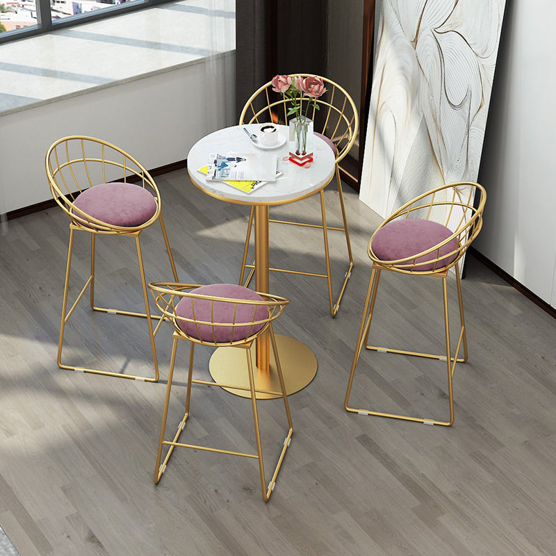 Modern Round Counter Set 1/2/5 Pieces Stone Indoor Bar Stool and Table Set 7 Pieces: Table, 4 Pink Stools Clearhalo 'Bar Furniture' 'furn' 'furn_home_bar_bar_sets' 'Furniture' 'Home Bars & Bar Sets' 'home_bar_bar_sets' 'Kitchen & Dining Furniture' 5926749