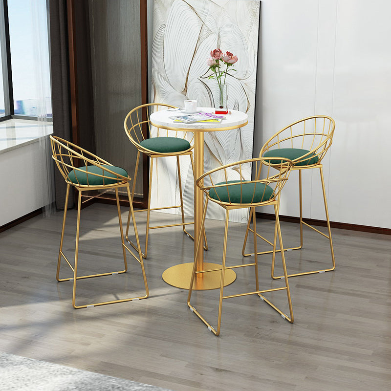 Modern Round Counter Set 1/2/5 Pieces Stone Indoor Bar Stool and Table Set 5 Pieces: Table, 4 Green Stools Clearhalo 'Bar Furniture' 'furn' 'furn_home_bar_bar_sets' 'Furniture' 'Home Bars & Bar Sets' 'home_bar_bar_sets' 'Kitchen & Dining Furniture' 5926751