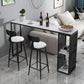 Indoor Glam Counter Height Set Rectangle 1/2/3 Pieces Marble Storage Bistro Set 3 Pieces: Black Table, 2 Black Stools Clearhalo 'Bar Furniture' 'furn' 'furn_home_bar_bar_sets' 'Furniture' 'Home Bars & Bar Sets' 'home_bar_bar_sets' 'Kitchen & Dining Furniture' 5926818