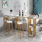Indoor Glam Counter Height Set Rectangle 1/2/3 Pieces Marble Storage Bistro Set 3 Pieces: White Table, 2 White Stools Clearhalo 'Bar Furniture' 'furn' 'furn_home_bar_bar_sets' 'Furniture' 'Home Bars & Bar Sets' 'home_bar_bar_sets' 'Kitchen & Dining Furniture' 5926821