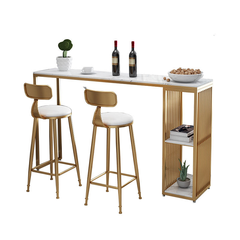 Indoor Glam Counter Height Set Rectangle 1/2/3 Pieces Marble Storage Bistro Set Clearhalo 'Bar Furniture' 'furn' 'furn_home_bar_bar_sets' 'Furniture' 'Home Bars & Bar Sets' 'home_bar_bar_sets' 'Kitchen & Dining Furniture' 5926827