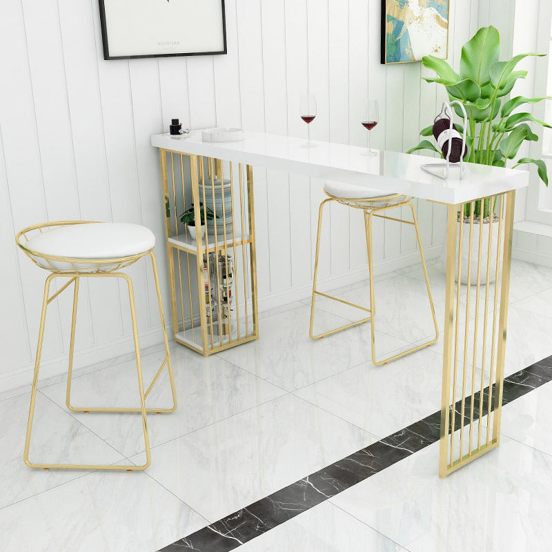 Glam 1/2/3 Pieces Bar Table Set Rectangle Bar Table with High Metal Stools for Home Clearhalo 'Bar Furniture' 'furn' 'furn_home_bar_bar_sets' 'Furniture' 'Home Bars & Bar Sets' 'home_bar_bar_sets' 'Kitchen & Dining Furniture' 5926842