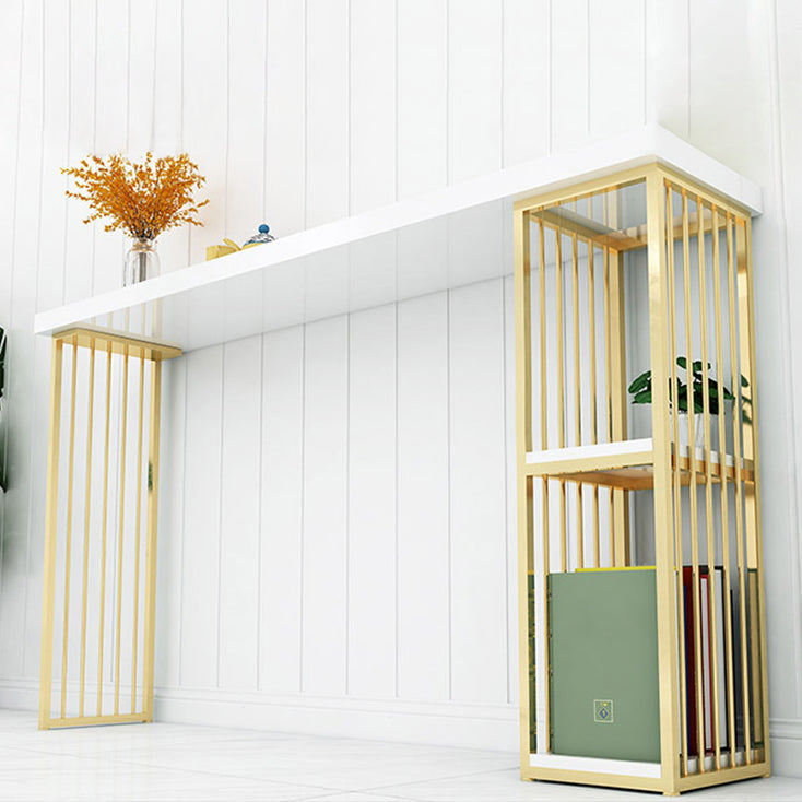 Glam 1/2/3 Pieces Bar Table Set Rectangle Bar Table with High Metal Stools for Home Clearhalo 'Bar Furniture' 'furn' 'furn_home_bar_bar_sets' 'Furniture' 'Home Bars & Bar Sets' 'home_bar_bar_sets' 'Kitchen & Dining Furniture' 5926852