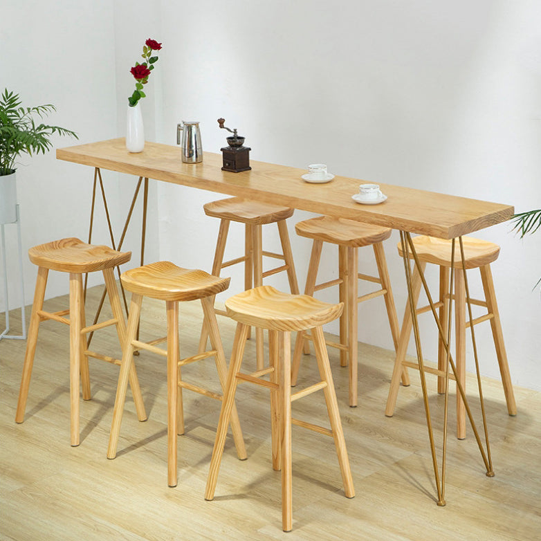 Glam Holz-Bartisch-Set, 1/2/7-teilig, rechteckiger Bartisch mit hohen Hockern für Zuhause