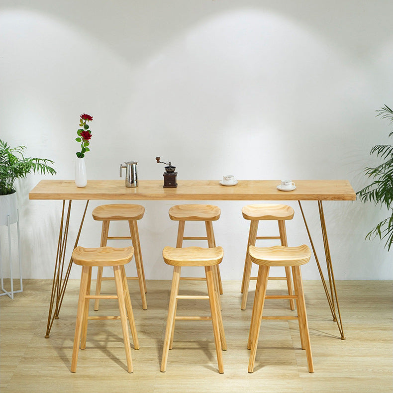 Glam Holz-Bartisch-Set, 1/2/7-teilig, rechteckiger Bartisch mit hohen Hockern für Zuhause