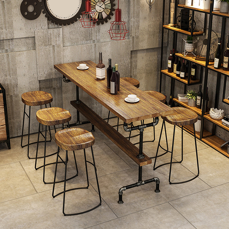 Solid Wood 1/2/4/7 Pieces Counter Height Set Rectangle Industrial Trestle Bar Table Set Clearhalo 'Bar Furniture' 'furn' 'furn_home_bar_bar_sets' 'Furniture' 'Home Bars & Bar Sets' 'home_bar_bar_sets' 'Kitchen & Dining Furniture' 5926905