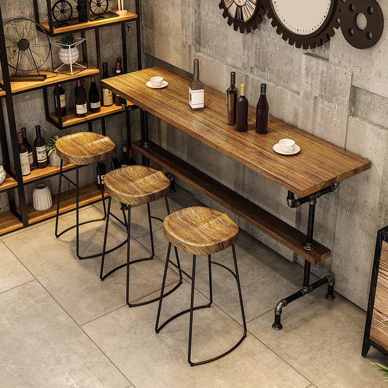 Solid Wood 1/2/4/7 Pieces Counter Height Set Rectangle Industrial Trestle Bar Table Set 4 Pieces: Table, 3 Stools Clearhalo 'Bar Furniture' 'furn' 'furn_home_bar_bar_sets' 'Furniture' 'Home Bars & Bar Sets' 'home_bar_bar_sets' 'Kitchen & Dining Furniture' 5926906