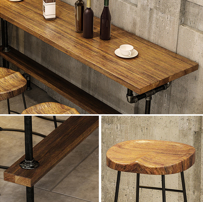 Solid Wood 1/2/4/7 Pieces Counter Height Set Rectangle Industrial Trestle Bar Table Set Clearhalo 'Bar Furniture' 'furn' 'furn_home_bar_bar_sets' 'Furniture' 'Home Bars & Bar Sets' 'home_bar_bar_sets' 'Kitchen & Dining Furniture' 5926908