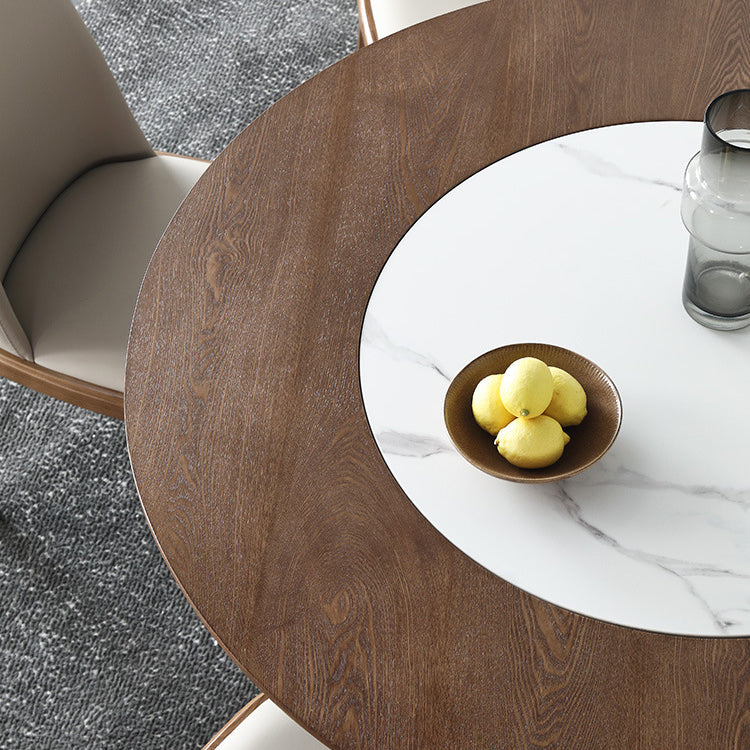 Juego de comedor de madera sólida 1/2/5/7 PCS Mesa base de pedestal con sillas tapizadas