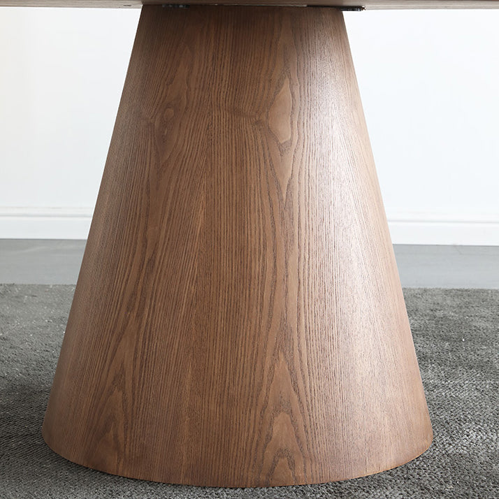 Juego de comedor de madera sólida 1/2/5/7 PCS Mesa base de pedestal con sillas tapizadas